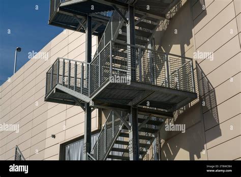 Fire Escape Staircase Pedestrian Passage For Emergency Exit Particular Structure In Galvanized