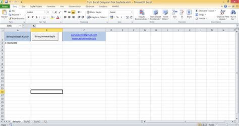 T M Excel Dosyalar N Tek Sayfaya Kopyalama Asri Akdeniz Ki Isel