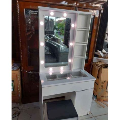 Jual MEJA RIAS MINIMALIS KACA LAMPU LACI Shopee Indonesia