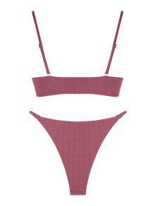 ZAFUL Ribbed O Ring String Bikini Swimsuit In PALE VIOLET RED ZAFUL 2024