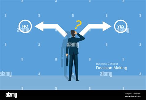 Businessman Confusing Between Yes Or No Choice Decision Making Concept