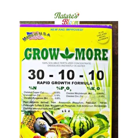 GROW MORE SAGREX 30 10 10 WATER SOLUBLE FOLIAR FERTILIZER 1 KG Shopee