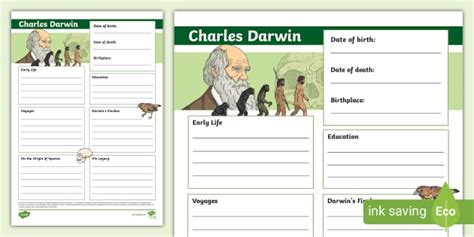 Charles Darwin Fact File Template Teacher Made Twinkl