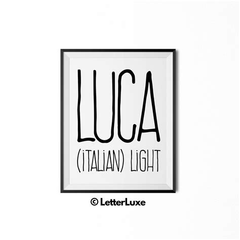 Luca Name Meaning Art Printable Baby Shower Gift Nursery | Etsy