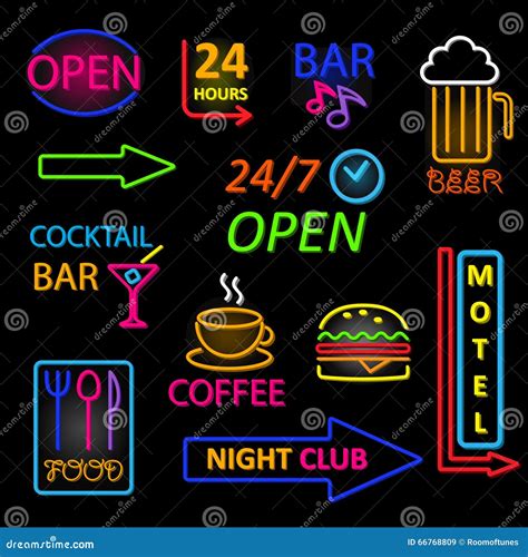 Vector Neon Icon Set Stock Vector Illustration Of Leisure 66768809