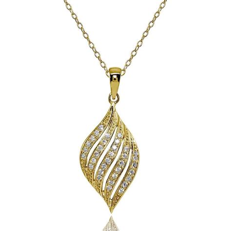 Yellow Gold Flashed Sterling Silver Cubic Zirconia Round Polished Swirl