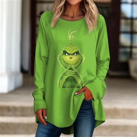 KEVCHE Grinch Costume Christmas Sweatshirts Women S Casual Plus Size