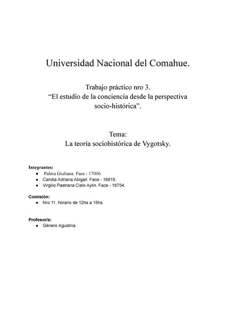 Tp Nro 3 Psico General Universidad Nacional Del Comahue Trabajo