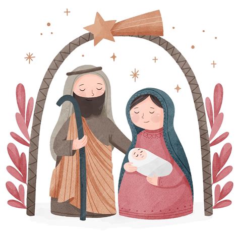 Free Vector | Watercolor nativity scene