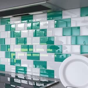 Giorbello Dark Teal 3 In X 6 In X 8 Mm Glass Subway Tile 5 Sq Ft