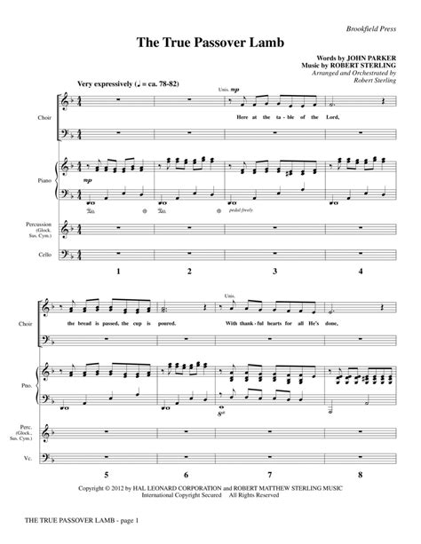 The True Passover Lamb Full Score By Robert Sterling Choir