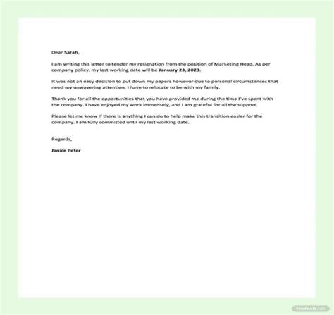 Resignation Letter Format Fawn Orelee