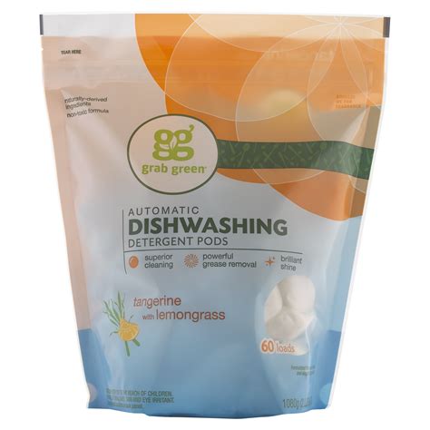 Grab Green Dishwasher Detergent Pods Lemongrass Scent 3809 Ounce 60 Count