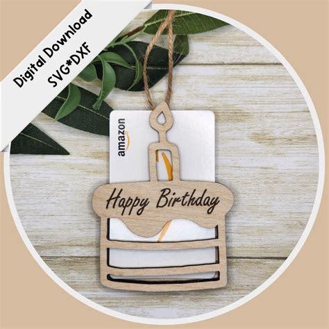 SVG Birthday Cake Gift Card Holder, Personalized Gift, Laser Cut File ...