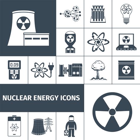 Nuclear Energy Icons Set Black 461818 Vector Art At Vecteezy