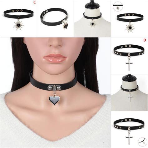 FCPH Punk Gothic Spike Choker PU Leather Collar Pendant Necklace