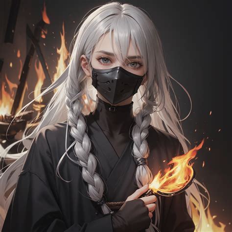 Anime Girl Ninja With Silver Hair