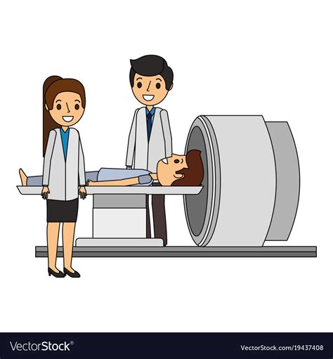 Tomography Scanner Machine With Patient And Doctor