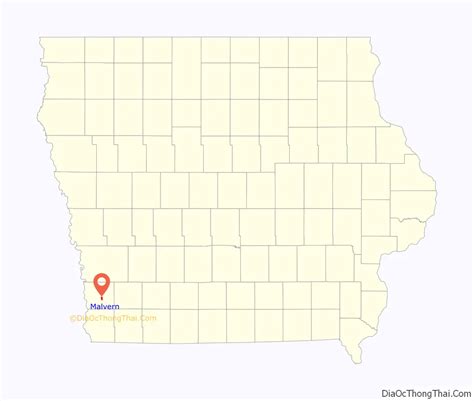 Map of Malvern city, Iowa - Thong Thai Real