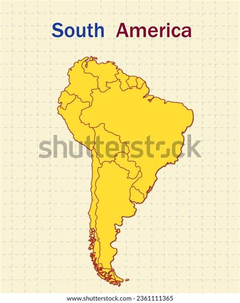 Blank Map South America Printable Yellow Stock Illustration 2361111365 ...