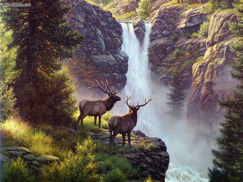 Elk Waterfalls Forest Painting Hd Wallpaper Pxfuel