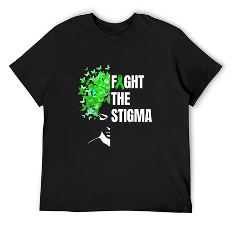 Fight The Stigma Mental Health Awareness Month Green T Shirt Black Large