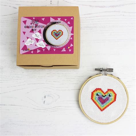 Rainbow Heart Mini Cross Stitch Kit Etsy