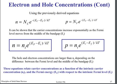 Solved 3 Equations For Carrier Concentrations Use The