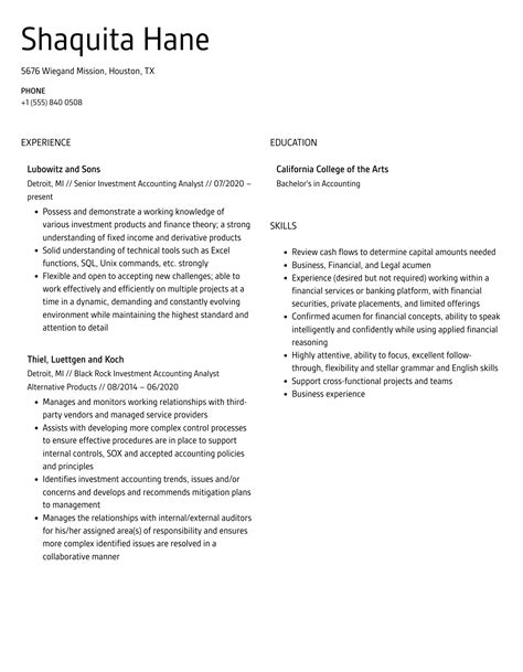 Investment Accounting Analyst Resume Samples Velvet Jobs