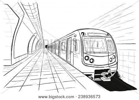 Railway Station Sketch Outline