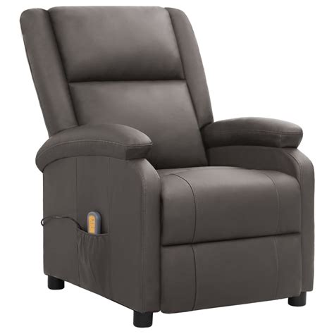 Sib Fauteuil De Massage Inclinable Gris Cuir V Ritable Ako