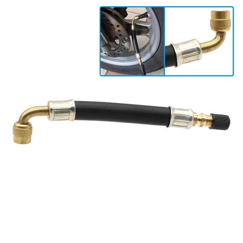 Flexible Rubber Valve Extension 90 Degree Bent Swivel End Brass Stem 3