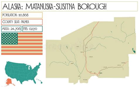 Map Of Matanuska Susitna Borough In Alaska USA Stock Vector