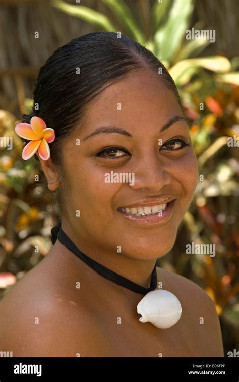 Tonga Performer Wears Tricolor Plumeria Flower Plumeria Rubra In Her