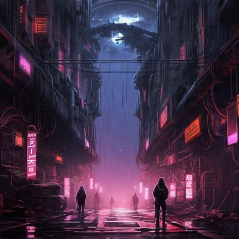 Premium Ai Image Anime Style Scene Of A Man Standing In A Dark Alley