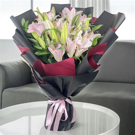 Fresh Pink Lilies Bouquet