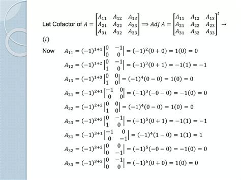 Inverse Of Matrices By Cofactor Method Ppt