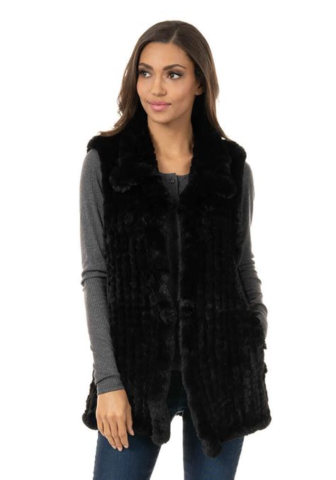 Black Faux Fur Knitted Vest Sale Fabulous Furs