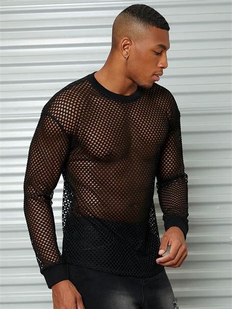 Manfinity Fever City Men See Through Mesh Tee Shein In