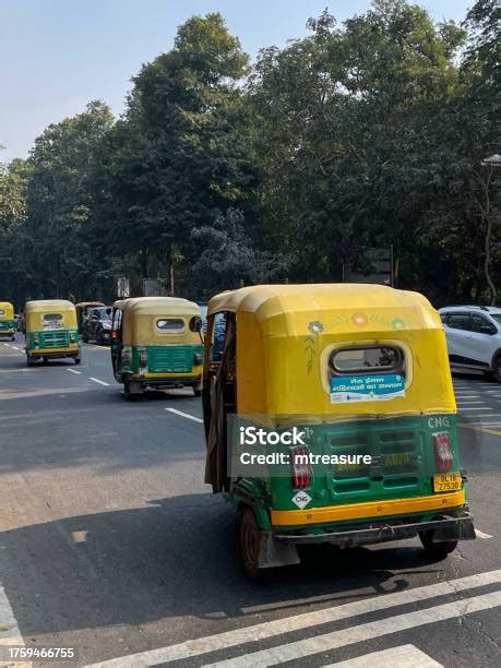 Image Of Indian Auto Rickshaw Taxi Cabs Taxi Car And Yellow And Green Tuk Tuks Transporting