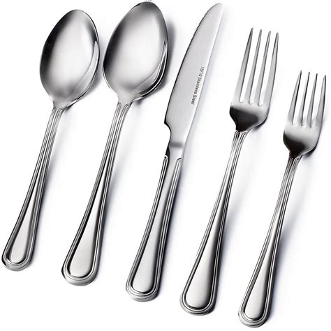 20 Piece Flatware Set Extra Thick Heavy Duty 18 10 Stainless Steel Silverware Sets Set For