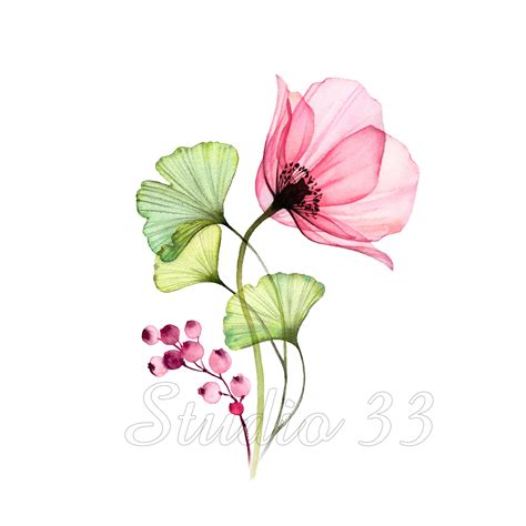 X-ray Flower Prints, Digital Image Downloadable Art Print Set of 4 ...