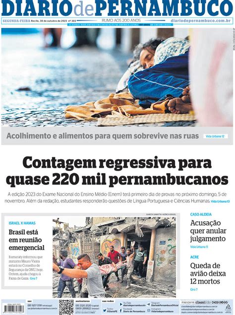 Capa Diario De Pernambuco Edi O Segunda De Outubro De