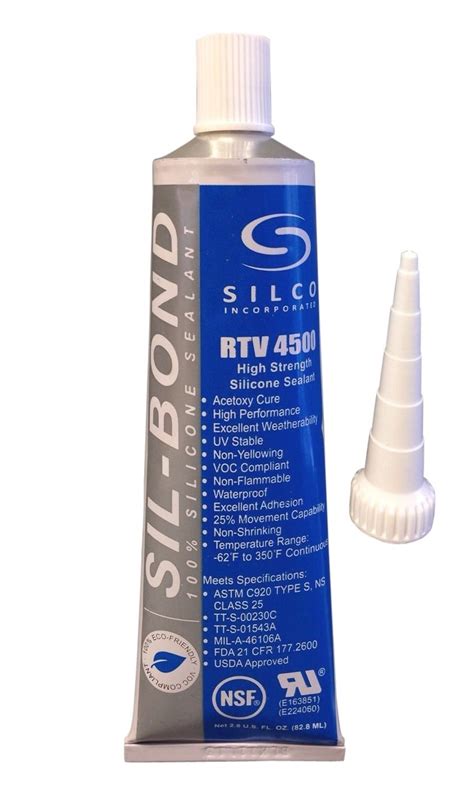 Silicone RTV 4500 FDA Grade High Strength Silicone Sealant, Black (2.8 ...