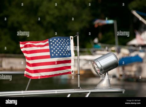 American Flag On Boat Stock Photo Alamy