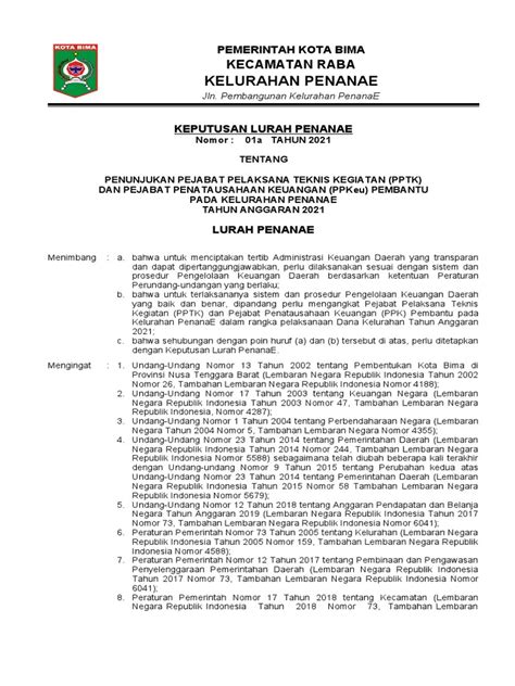 Sk Penunjukkan Pptk Dan Ppk Pdf