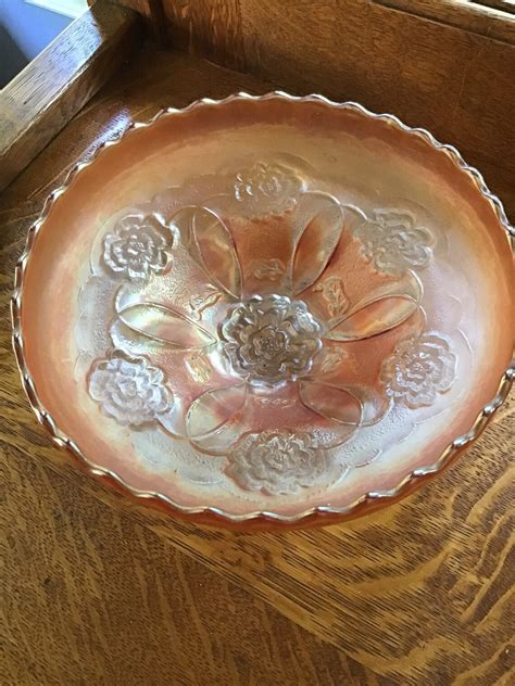 Carnival Glass Fenton Floral Footed Bowl Etsy