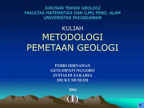 Ppt Jurusan Teknik Geologi Fakultas Matematika Dan Ilmu Peng Alam