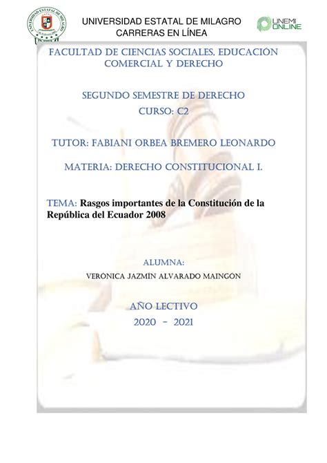 S2 Rasgos importantes de la Constitución de la República del Ecuador