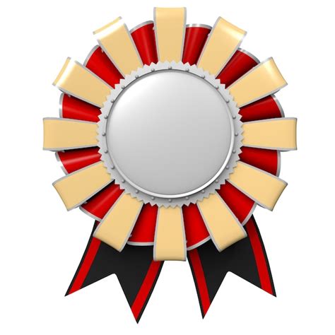 Premium Photo Golden Silver And Red Round Badge With Ribbon Award Concept